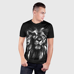 Футболка спортивная мужская Голова льва в черно-белом изображении, цвет: 3D-принт — фото 2