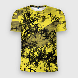 Футболка спортивная мужская Кресты и хаос На желтом Коллекция Get inspired! Fl, цвет: 3D-принт