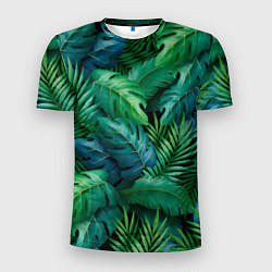Мужская спорт-футболка Green plants pattern