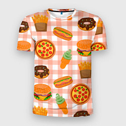 Мужская спорт-футболка PIZZA DONUT BURGER FRIES ICE CREAM pattern