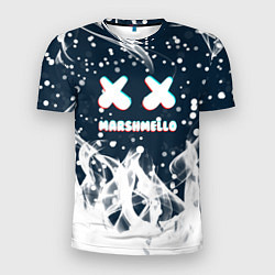 Футболка спортивная мужская Marshmello белый огонь, цвет: 3D-принт