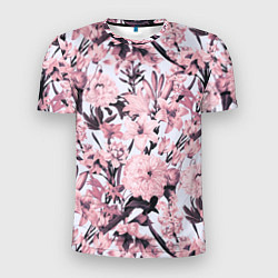 Мужская спорт-футболка Цветы Розовые Пионы На Светлом Фоне