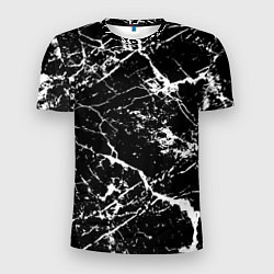 Мужская спорт-футболка Текстура чёрного мрамора Texture of black marble