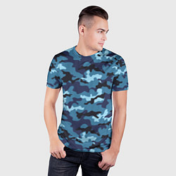 Футболка спортивная мужская Камуфляж Тёмно-Синий Camouflage Dark-Blue, цвет: 3D-принт — фото 2