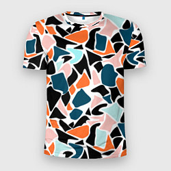 Мужская спорт-футболка Абстрактный современный разноцветный узор в оранже