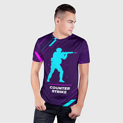 Футболка спортивная мужская Символ Counter Strike в неоновых цветах на темном, цвет: 3D-принт — фото 2