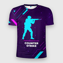 Футболка спортивная мужская Символ Counter Strike в неоновых цветах на темном, цвет: 3D-принт