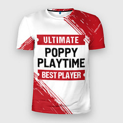 Футболка спортивная мужская Poppy Playtime: красные таблички Best Player и Ult, цвет: 3D-принт