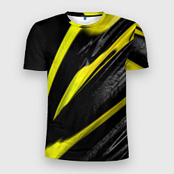 Футболка спортивная мужская Жёлтая и Чёрная Масляная Краска, цвет: 3D-принт