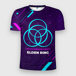 Футболка спортивная мужская Символ Elden Ring в неоновых цветах на темном фоне, цвет: 3D-принт