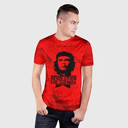 Футболка спортивная мужская Че Гевара - на красном фоне, цвет: 3D-принт — фото 2