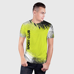 Футболка спортивная мужская Sports club gray green pattern, цвет: 3D-принт — фото 2
