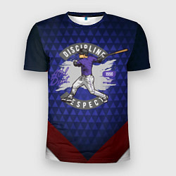 Футболка спортивная мужская Бейсбол бейсболист, цвет: 3D-принт