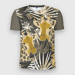 Мужская спорт-футболка Жирафы в тропиках