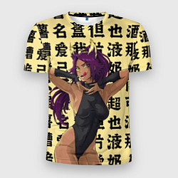Футболка спортивная мужская Йоруичи Шихоин - БЛИЧ иероглифы, цвет: 3D-принт