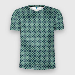 Мужская спорт-футболка Геометрический бирюзовый узор на текстурированном