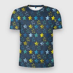 Футболка спортивная мужская Парад звезд на синем фоне, цвет: 3D-принт