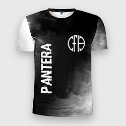 Футболка спортивная мужская Pantera glitch на темном фоне: символ и надпись ве, цвет: 3D-принт