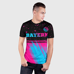 Футболка спортивная мужская Bayern - neon gradient: символ сверху, цвет: 3D-принт — фото 2