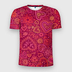 Футболка спортивная мужская Цветы с сердцами, цвет: 3D-принт
