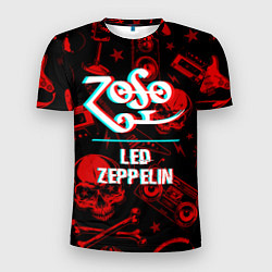 Футболка спортивная мужская Led Zeppelin rock glitch, цвет: 3D-принт