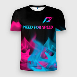 Футболка спортивная мужская Need for Speed - neon gradient: символ сверху, цвет: 3D-принт
