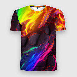 Футболка спортивная мужская Neon rainbow lava, цвет: 3D-принт