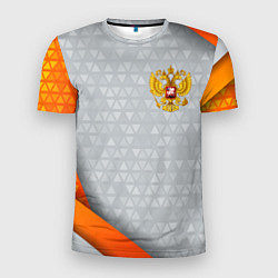 Мужская спорт-футболка Orange & silver Russia