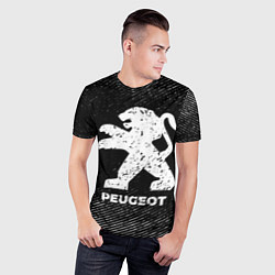 Футболка спортивная мужская Peugeot с потертостями на темном фоне, цвет: 3D-принт — фото 2