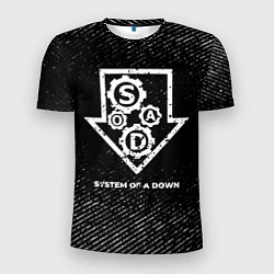 Футболка спортивная мужская System of a Down с потертостями на темном фоне, цвет: 3D-принт
