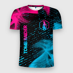 Футболка спортивная мужская Tomb Raider - neon gradient: надпись, символ, цвет: 3D-принт