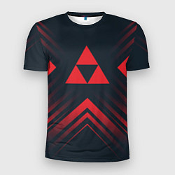 Футболка спортивная мужская Красный символ Zelda на темном фоне со стрелками, цвет: 3D-принт