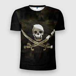 Футболка спортивная мужская Пиратский флаг - череп с ножами, цвет: 3D-принт