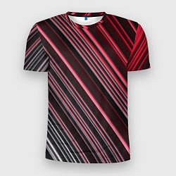 Футболка спортивная мужская Абстрактные неоновые линии и полосы, цвет: 3D-принт