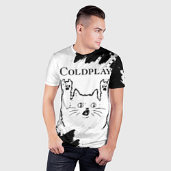 Футболка спортивная мужская Coldplay рок кот на светлом фоне, цвет: 3D-принт — фото 2
