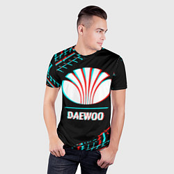 Футболка спортивная мужская Значок Daewoo в стиле glitch на темном фоне, цвет: 3D-принт — фото 2