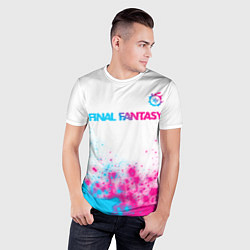 Футболка спортивная мужская Final Fantasy neon gradient style: символ сверху, цвет: 3D-принт — фото 2