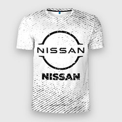 Футболка спортивная мужская Nissan с потертостями на светлом фоне, цвет: 3D-принт