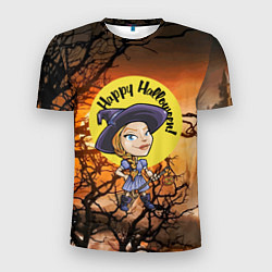 Футболка спортивная мужская Happy Halloween - Witch, цвет: 3D-принт