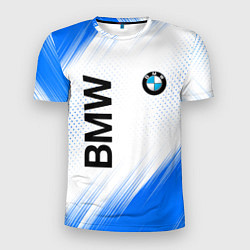 Футболка спортивная мужская Bmw синяя текстура, цвет: 3D-принт