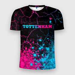 Футболка спортивная мужская Tottenham - neon gradient: символ сверху, цвет: 3D-принт