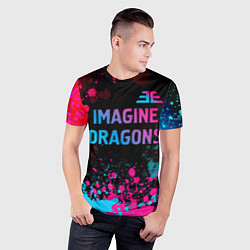 Футболка спортивная мужская Imagine Dragons - neon gradient: символ сверху, цвет: 3D-принт — фото 2