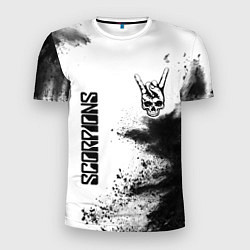 Футболка спортивная мужская Scorpions и рок символ на светлом фоне, цвет: 3D-принт