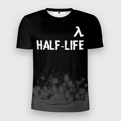 Футболка спортивная мужская Half-Life glitch на темном фоне: символ сверху, цвет: 3D-принт