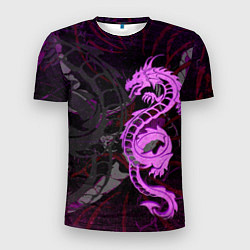 Мужская спорт-футболка Неоновый дракон purple dragon