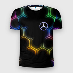 Мужская спорт-футболка Mercedes - neon pattern