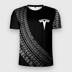 Мужская спорт-футболка Tesla tire tracks