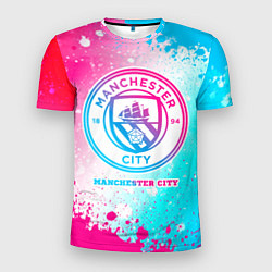 Футболка спортивная мужская Manchester City neon gradient style, цвет: 3D-принт