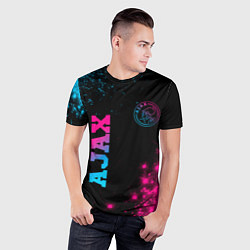 Футболка спортивная мужская Ajax - neon gradient: надпись, символ, цвет: 3D-принт — фото 2