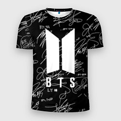 Футболка спортивная мужская BTS - Автографы, цвет: 3D-принт
